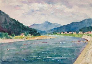 Pejzaz gorski z rzeka by Ivan Ivanec Oil Painting