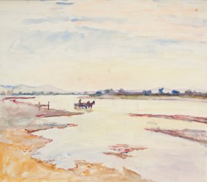 Pejzaz z rzeka by Ivan Ivanec Oil Painting