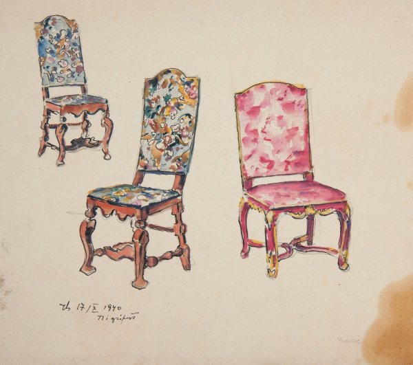 Main Product Photo of Studia trzech zabytkowych krzesel  Painting by Ivan Ivanec
