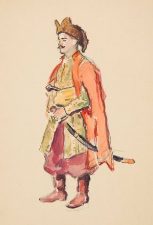 Studium postaci szlachcica z karabela by Ivan Ivanec Oil Painting