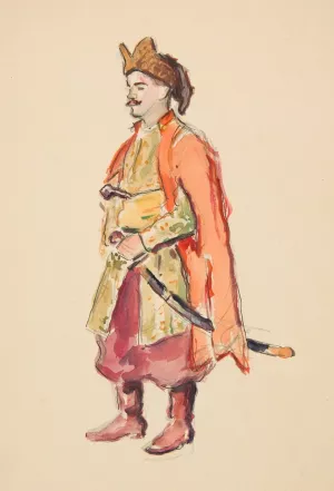 Studium postaci szlachcica z karabela by Ivan Ivanec Oil Painting