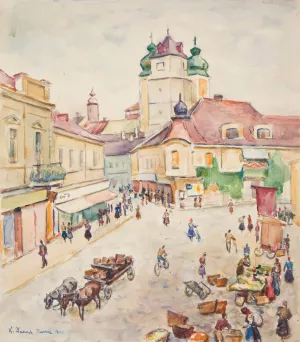 Trenczyn - widok fragmentu miasta by Ivan Ivanec Oil Painting