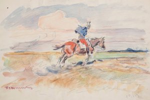Ulan austriacki pedzacy na koniu by Ivan Ivanec Oil Painting