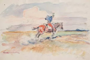 Ulan austriacki pedzacy na koniu by Ivan Ivanec Oil Painting