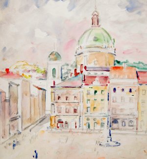 Widok na fragment Rynku i kosciol Dominikanow by Ivan Ivanec Oil Painting
