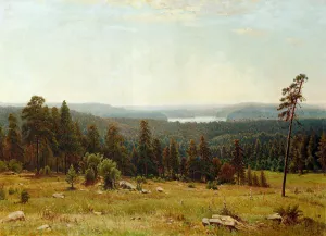 A Lakeside Forest by Ivan Ivanovich Shishkin Oil Painting