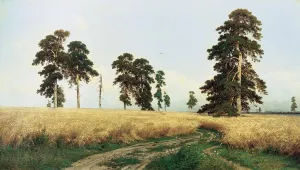 A Rye Field by Ivan Ivanovich Shishkin Oil Painting