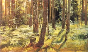 Ferns in a Forest Etude by Ivan Ivanovich Shishkin Oil Painting