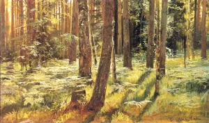 Ferns in a Forest Etude Oil painting by Ivan Ivanovich Shishkin