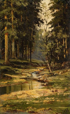 Forest Brook by Ivan Ivanovich Shishkin Oil Painting