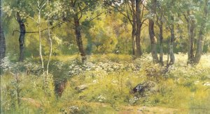 Grassy glades of the forest (etude) by Ivan Ivanovich Shishkin Oil Painting