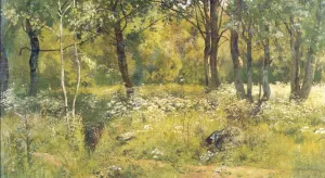 Grassy glades of the forest (etude) by Ivan Ivanovich Shishkin Oil Painting