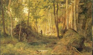 Landscape with Hunter, Island Valaam Oil painting by Ivan Ivanovich Shishkin