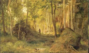 Landscape with Hunter, Island Valaam by Ivan Ivanovich Shishkin - Oil Painting Reproduction