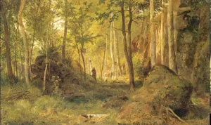 Landscape with Hunter, Island Valaam Oil painting by Ivan Ivanovich Shishkin