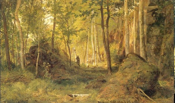 Landscape with Hunter, Island Valaam by Ivan Ivanovich Shishkin - Hand-Painted Oil Painting Reproduction