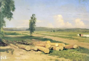 Logs Etude by Ivan Ivanovich Shishkin Oil Painting