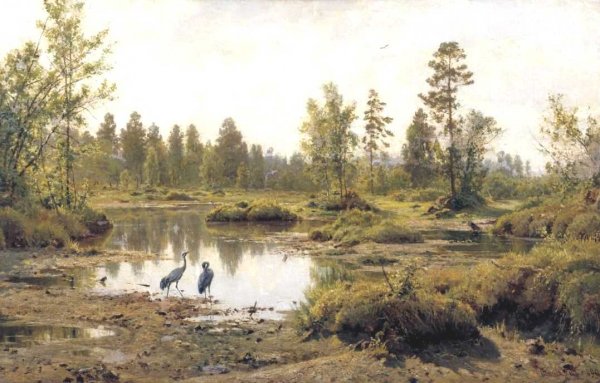 Marsh in Polessie by Ivan Ivanovich Shishkin - Hand-Painted Oil Painting Reproduction