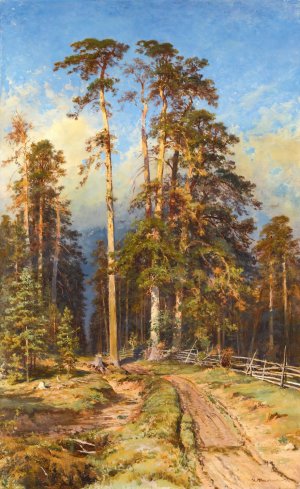 Pine Forest by Ivan Ivanovich Shishkin Oil Painting