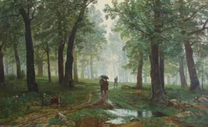 Rain in an Oak Forest by Ivan Ivanovich Shishkin Oil Painting