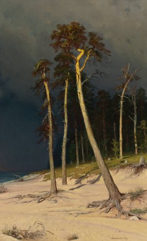 Sandy Coastline by Ivan Ivanovich Shishkin Oil Painting