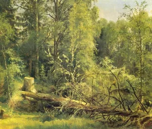 The Cut Down Tree by Ivan Ivanovich Shishkin - Oil Painting Reproduction