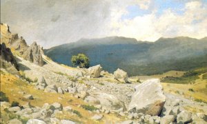 View Near Gurzuf Etude by Ivan Ivanovich Shishkin Oil Painting