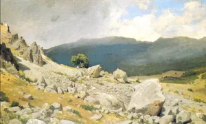 View Near Gurzuf Etude by Ivan Ivanovich Shishkin Oil Painting