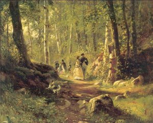 Walk in a Forest by Ivan Ivanovich Shishkin Oil Painting