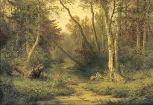 Woodland Scenery with Herons Oil painting by Ivan Ivanovich Shishkin