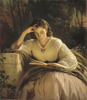 Woman Reading, Portrait of the Artist's Wife by Ivan Kramskoi Oil Painting