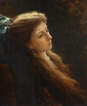 Girl with a Tress Oil painting by Ivan Nikolaevich Kramskoy