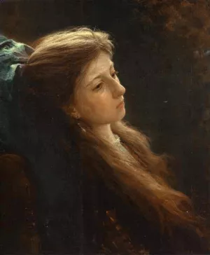 Girl with a Tress Oil painting by Ivan Nikolaevich Kramskoy