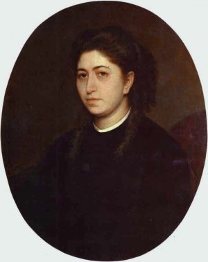 Portrait of a Young Woman Dressed in Black Velvet Oil painting by Ivan Nikolaevich Kramskoy