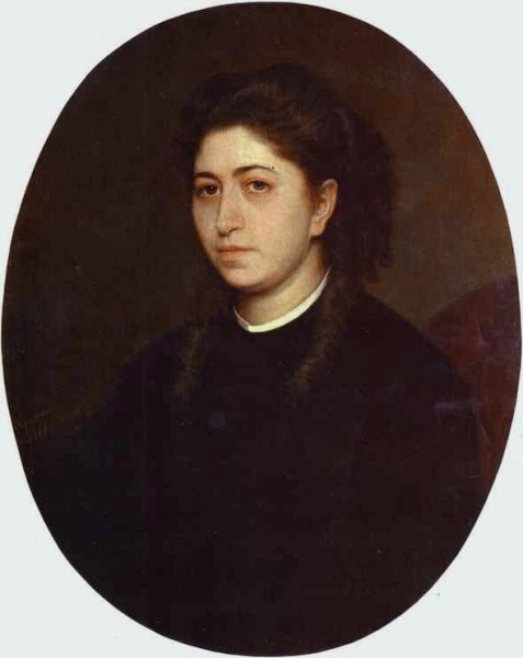 Portrait of a Young Woman Dressed in Black Velvet by Ivan Nikolaevich Kramskoy - Hand-Painted Oil Painting Reproduction