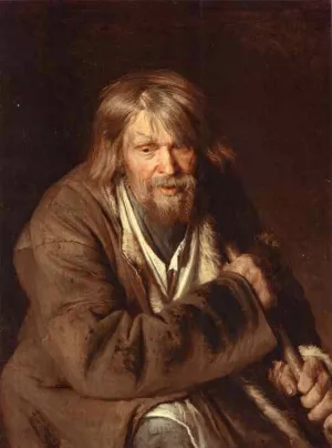 Portrait of an Old Peasant study by Ivan Nikolaevich Kramskoy - Oil Painting Reproduction