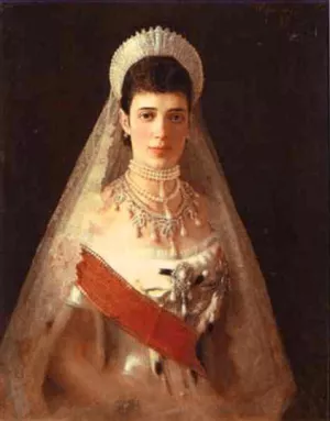 Portrait of the Empress Maria Feodorovna by Ivan Nikolaevich Kramskoy Oil Painting