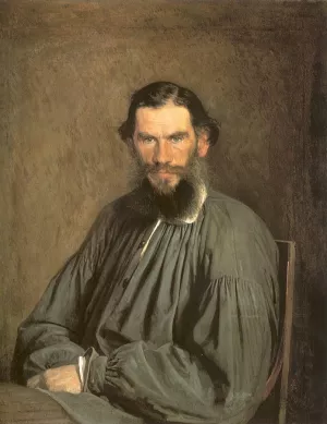 Portrait of the Writer Leo Tolstoy by Ivan Nikolaevich Kramskoy - Oil Painting Reproduction