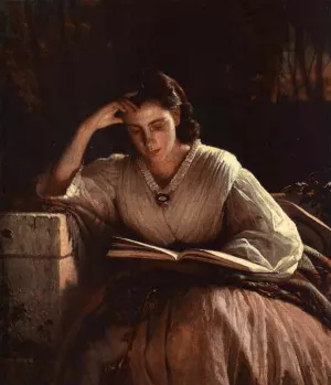 Sophia Kramskaya Reading by Ivan Nikolaevich Kramskoy - Oil Painting Reproduction