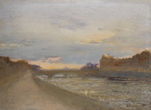 Evening View Of The Seine By The Louvre by Ivan Pavlovich Pokhitonov Oil Painting