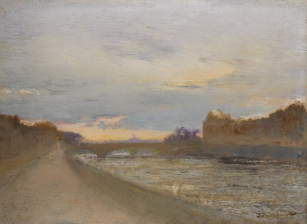 Evening View Of The Seine By The Louvre by Ivan Pavlovich Pokhitonov - Hand-Painted Oil Painting Reproduction