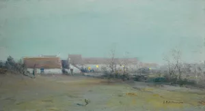 Farm At Dusk Oil painting by Ivan Pavlovich Pokhitonov