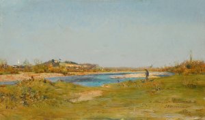 Fishermen Near Pau by Ivan Pavlovich Pokhitonov Oil Painting