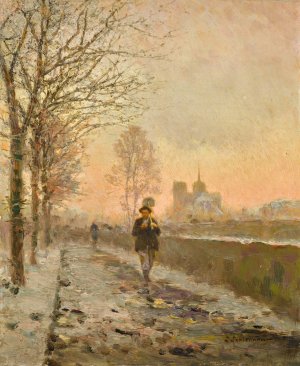 Quai de la Tournelle, Paris by Ivan Pavlovich Pokhitonov Oil Painting