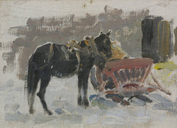 Horse And Cart  by Ivan Semenovich Kulikov - Hand-Painted Oil Painting Reproduction