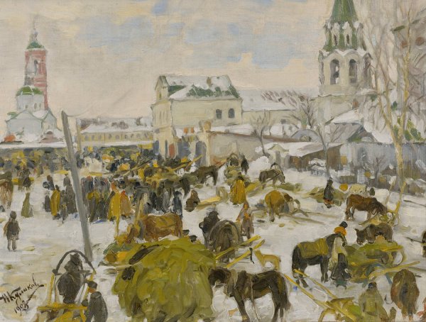 Murom City Square  by Ivan Semenovich Kulikov - Hand-Painted Oil Painting Reproduction