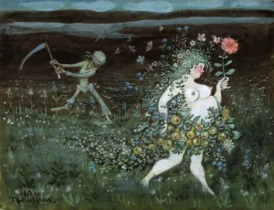 Life and Death by Ivar Arosenius Oil Painting