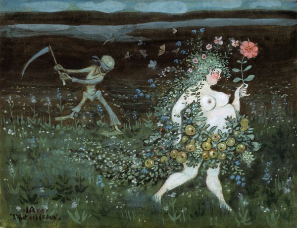 Life and Death  by Ivar Arosenius - Hand-Painted Oil Painting Reproduction