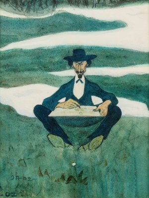 The First Flower of Spring. Portrait of Ole Kruse by Ivar Arosenius Oil Painting