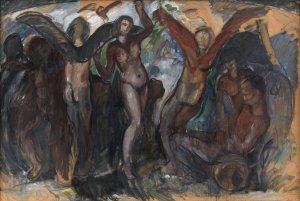 Figure Composition with Bacchants by J.A. Jerichau Oil Painting